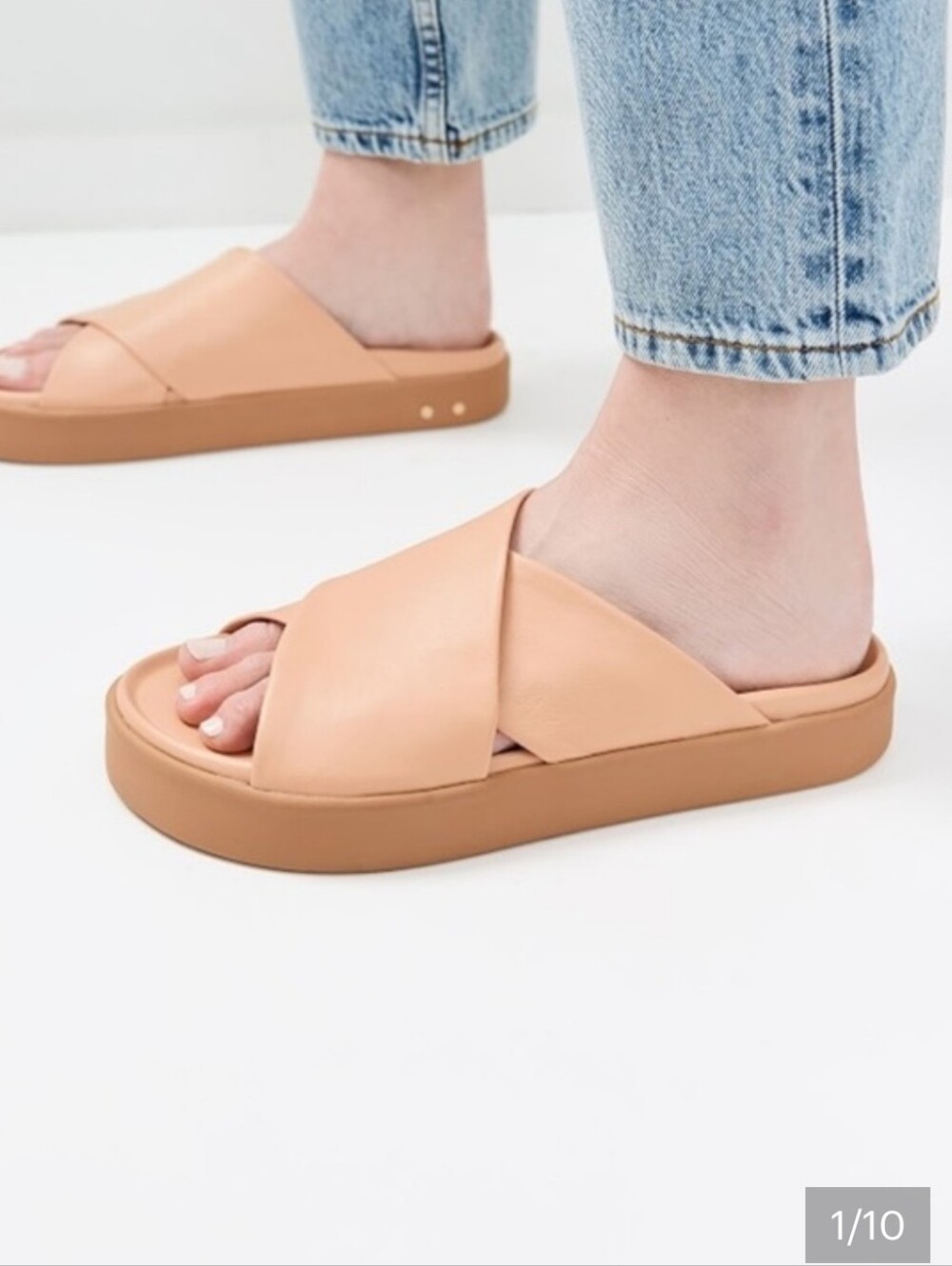 beek Crossover Platform Slide Sandals - Caramel /Tan